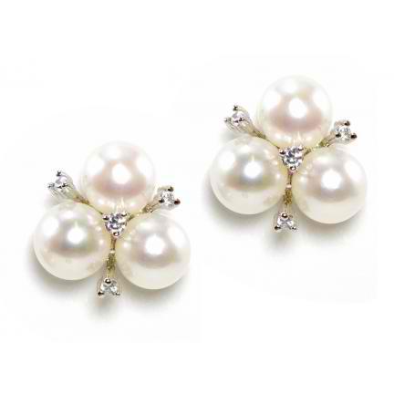 French Retro Zircon Pearl Flower Earrings Shell Ball Stud Earrings  Temperament All-match Earrings Accessories